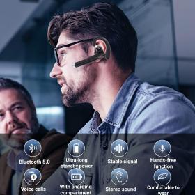 🎧 سماعة العمل و السياقة  الاحترافية YYK-520مع حافظة شحن-  Casque professionnel de travail et de conduite YYK-520 avec boîtier de charge